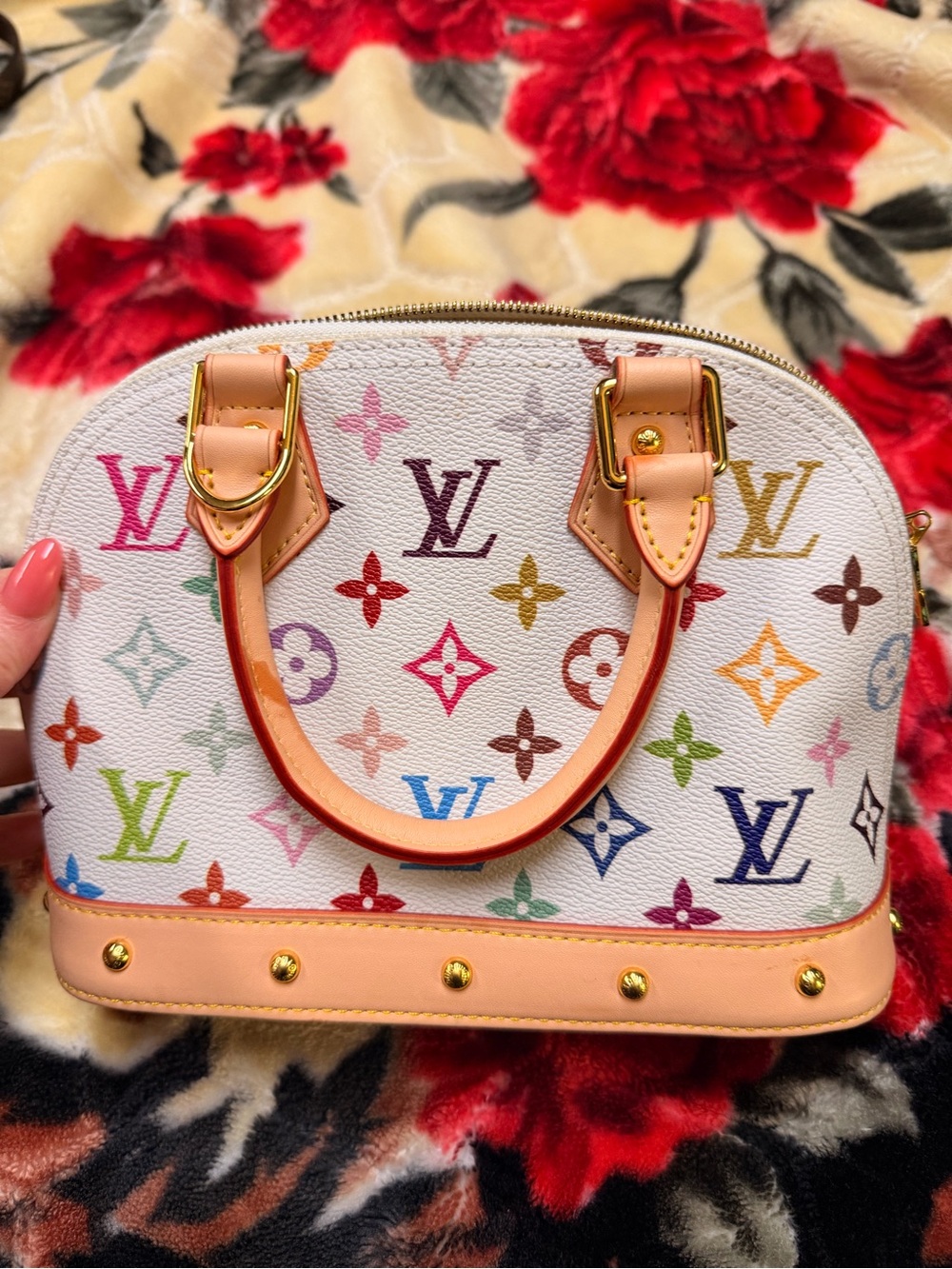 Louis Vuitton White Multicolor Monogram Mini Alma Satchel - Picture 3 of 6